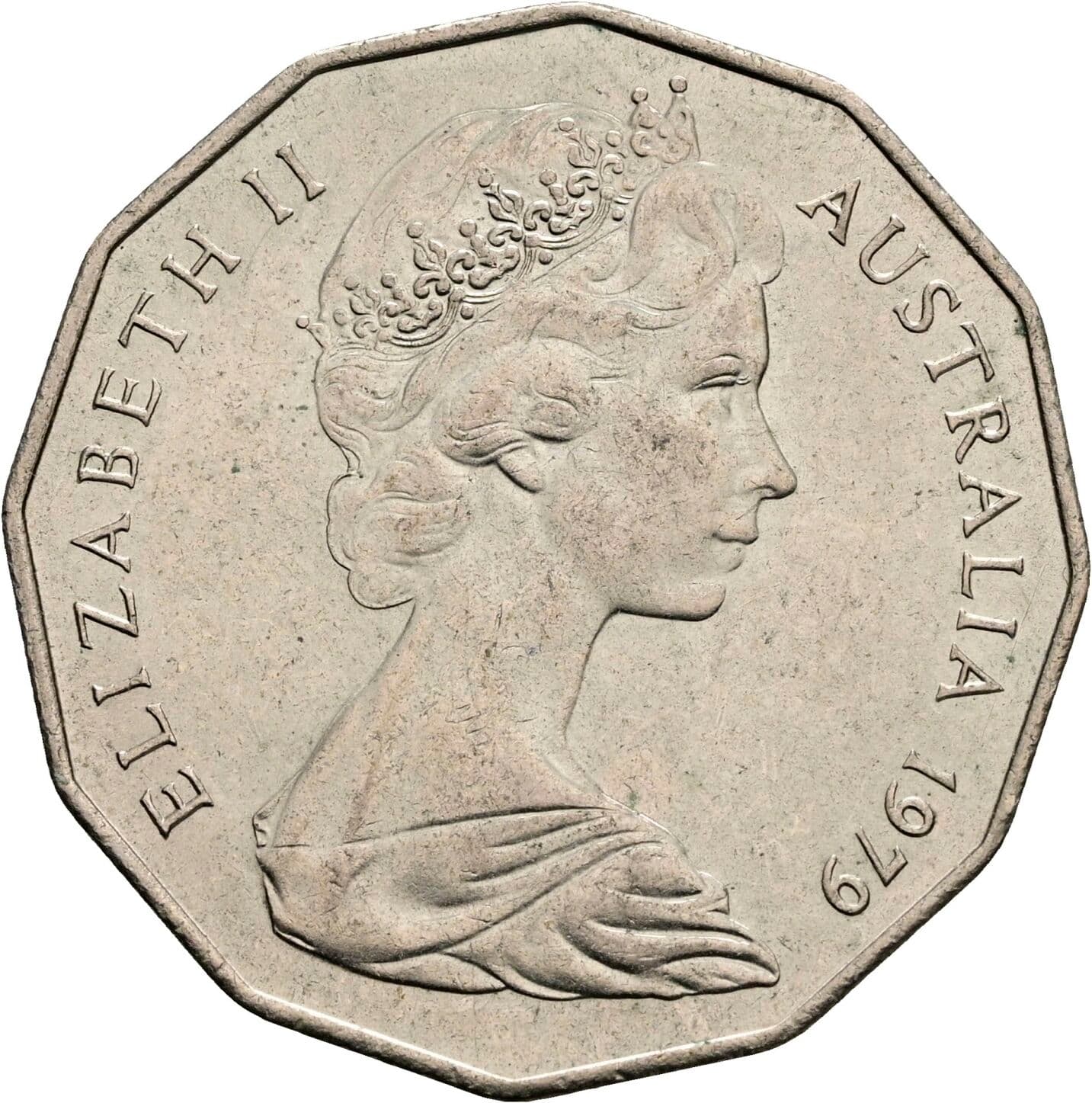 50 Cents Elisabeth II. 1952-2022 1979 – Vorderseite