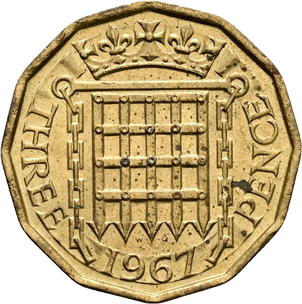 3 Pence Elisabeth II. 1952-2022 1967 – Rückseite