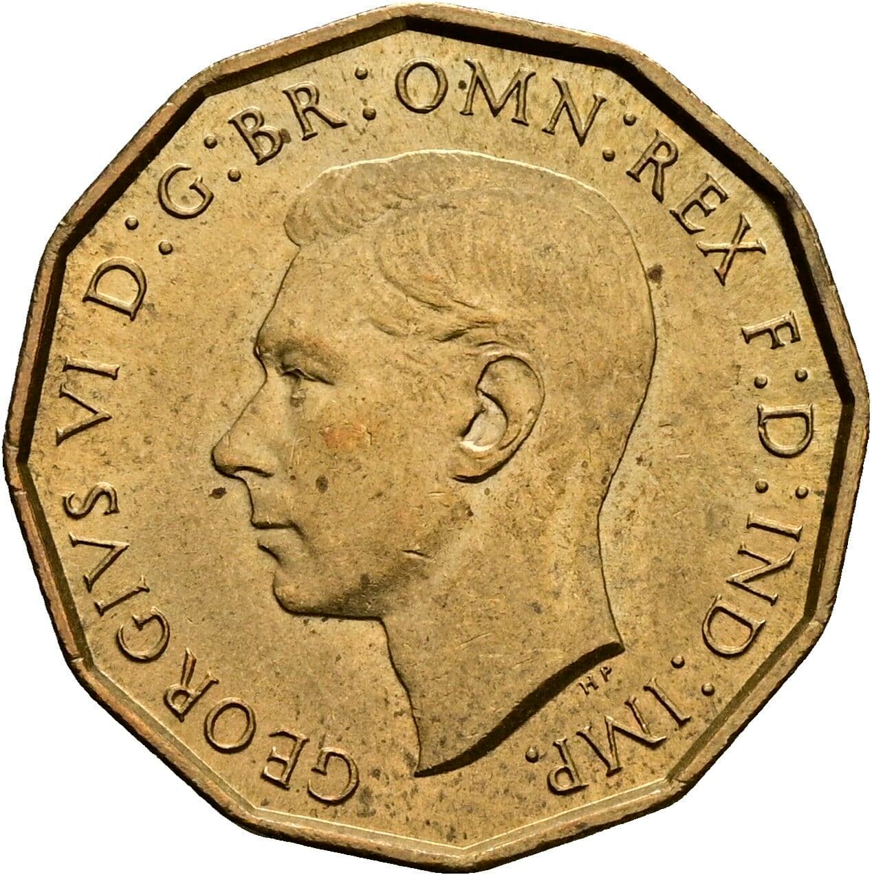 3 Pence Georg VI. (1936-1952) 1937 – Vorderseite