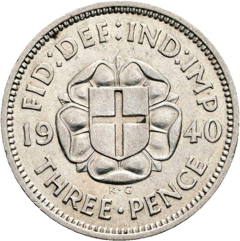 3 Pence Georg VI. (1936-1952) 1940 – Rückseite