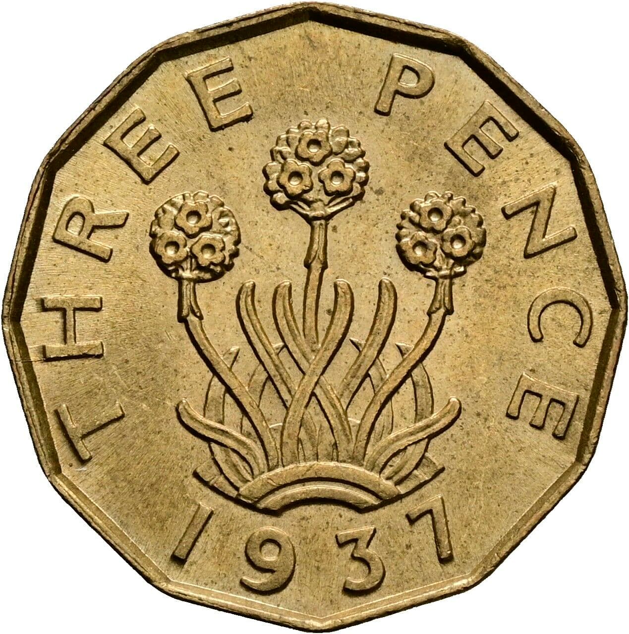 3 Pence Georg VI. (1936-1952) 1937 – Rückseite