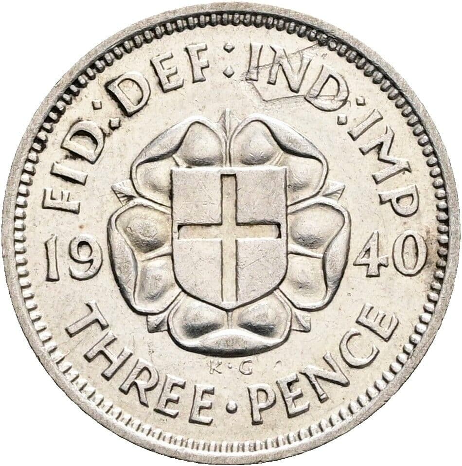 3 Pence Georg VI. (1936-1952) 1940 – Rückseite