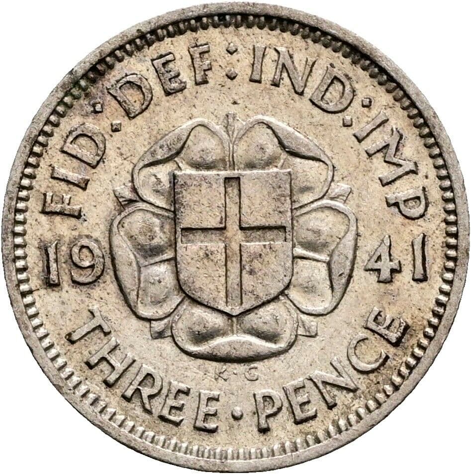 3 Pence Georg VI. (1936-1952) 1941 – Rückseite