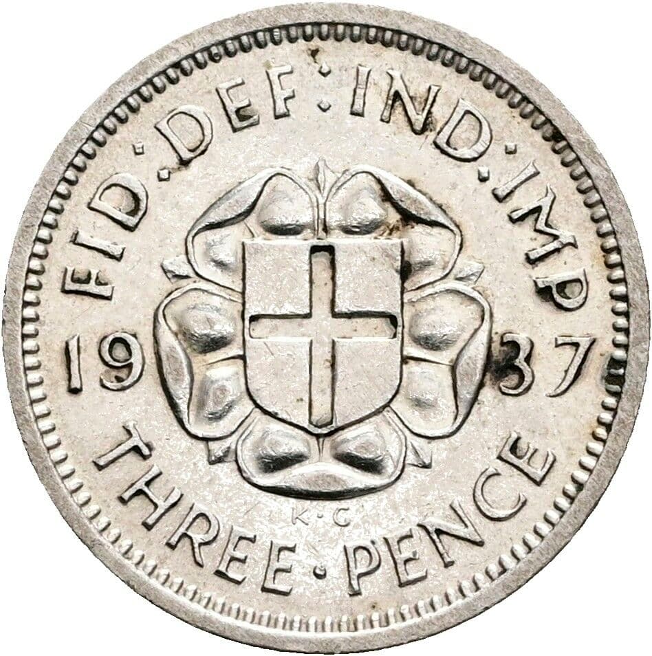 3 Pence Georg VI. (1936-1952) 1937 – Rückseite