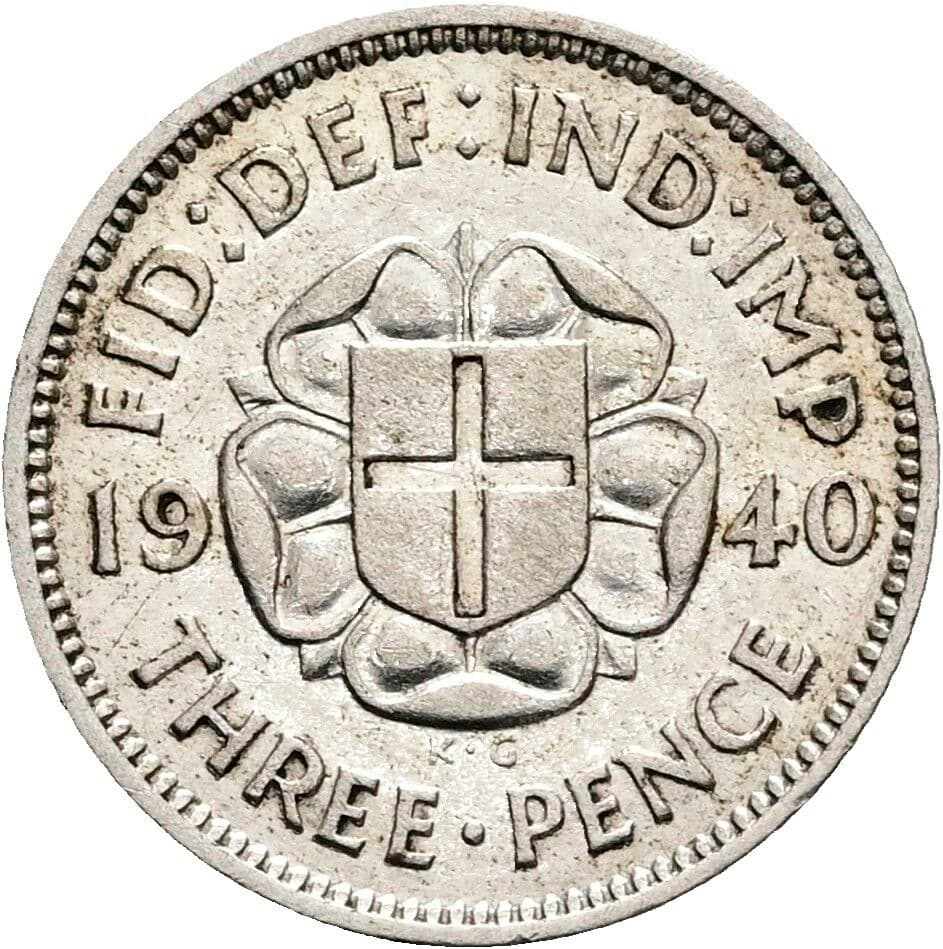 3 Pence Georg VI. (1936-1952) 1940 – Rückseite
