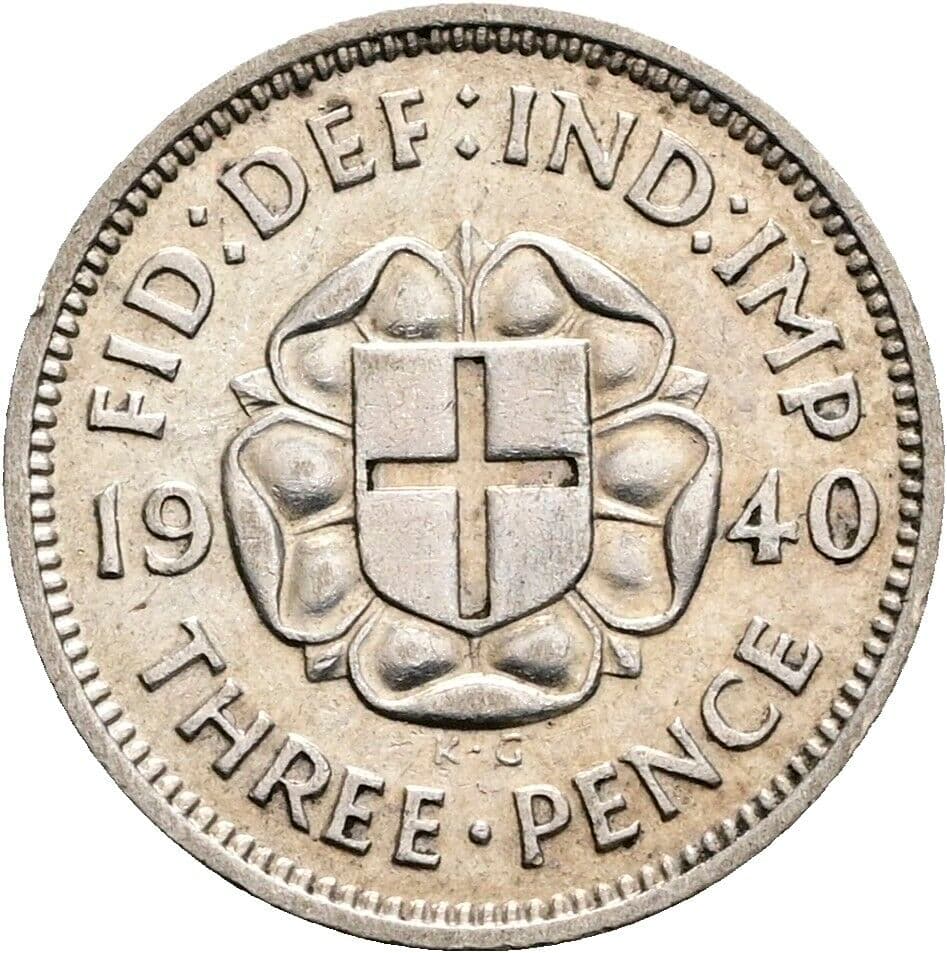 3 Pence Georg VI. (1936-1952) 1940 – Rückseite
