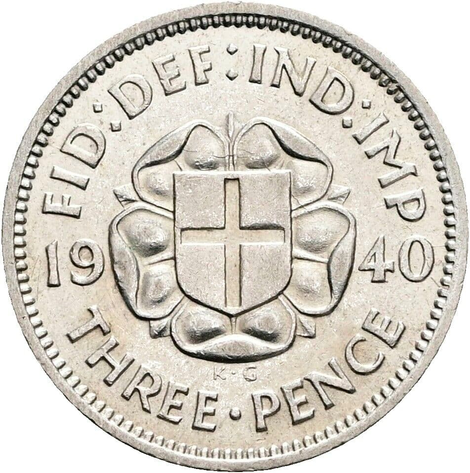 3 Pence Georg VI. (1936-1952) 1940 – Rückseite