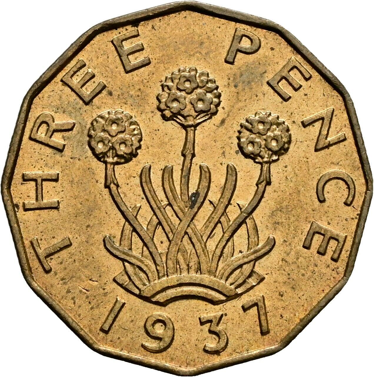 3 Pence Georg VI. (1936-1952) 1937 – Rückseite
