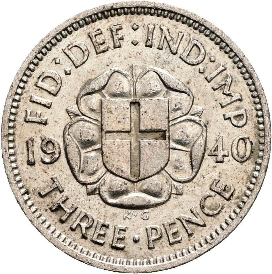 3 Pence Georg VI. (1936-1952) 1940 – Rückseite