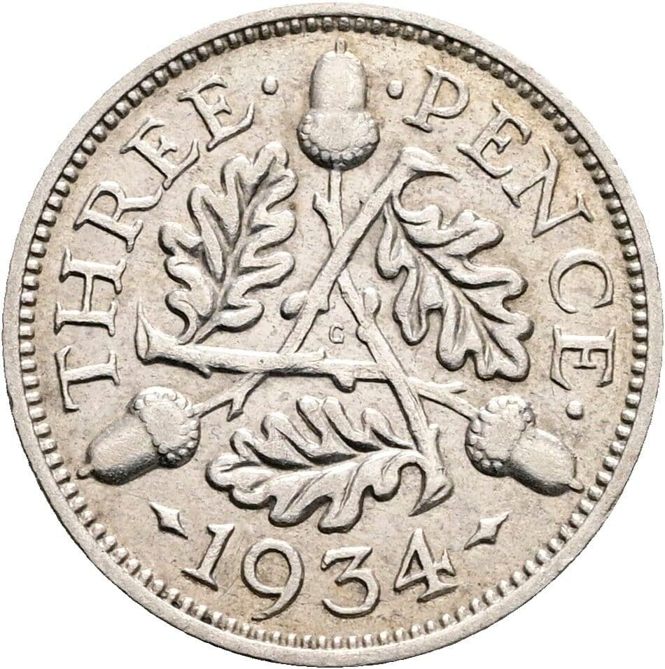 3 Pence Georg V. (1910-1936) 1934 – Rückseite