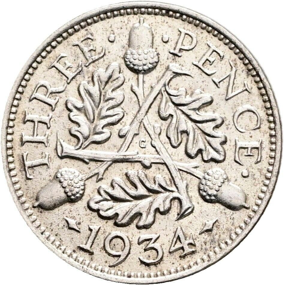 3 Pence Georg V. (1910-1936) 1934 – Rückseite