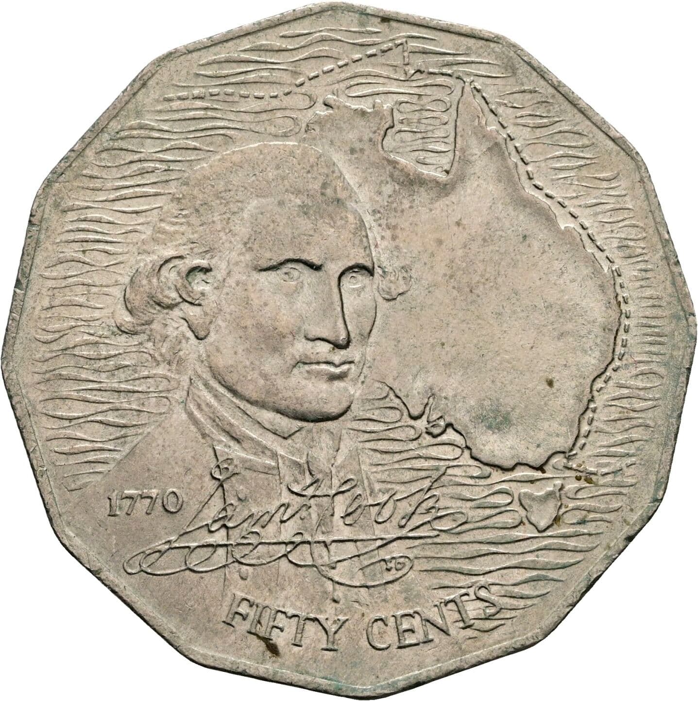 50 Cents Elisabeth II. 1952-2022 1970 – Vorderseite