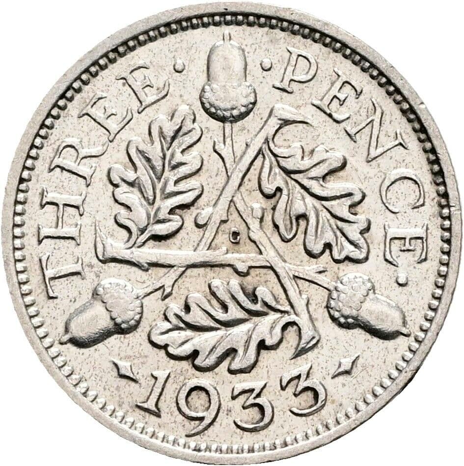 3 Pence Georg V. (1910-1936) 1933 – Rückseite