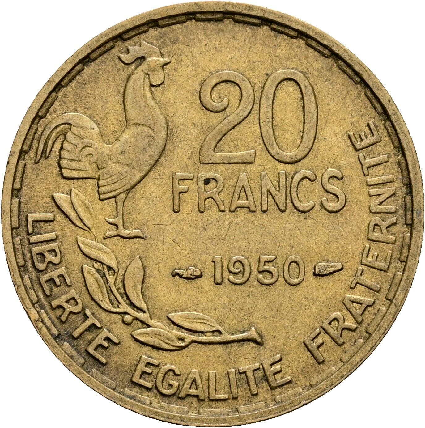 20 Francs 1950 – Rückseite