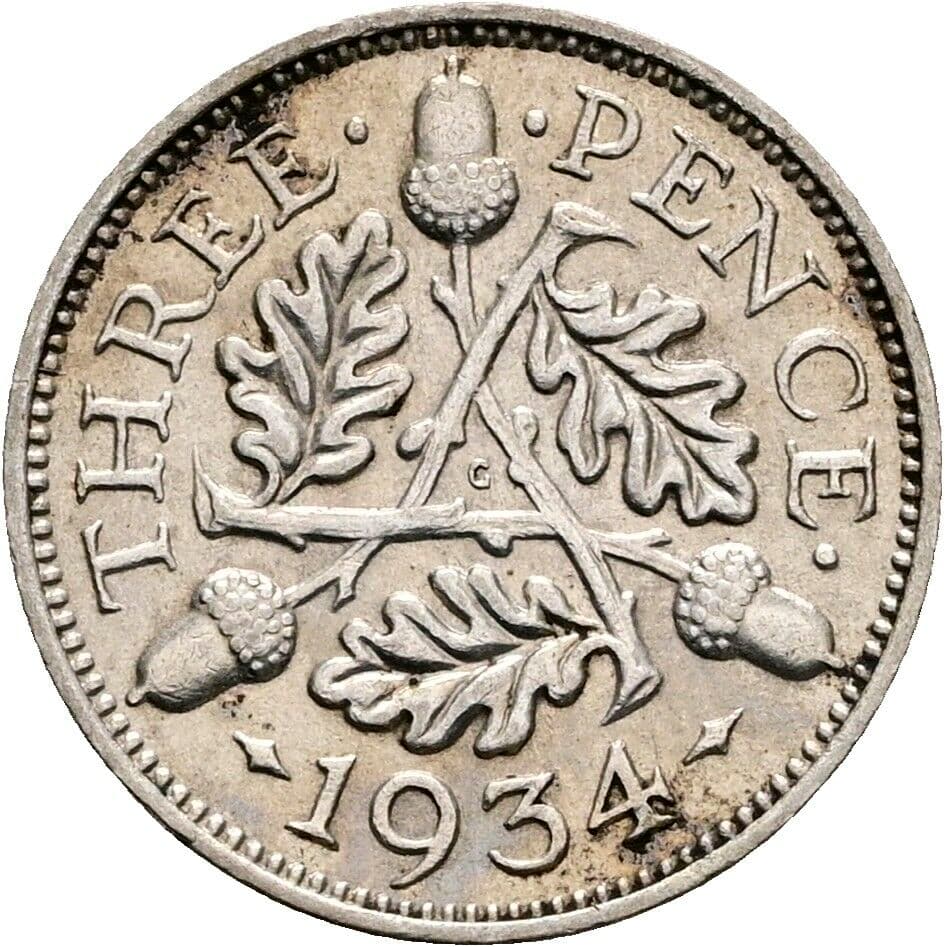 3 Pence Georg V. (1910-1936) 1934 – Rückseite