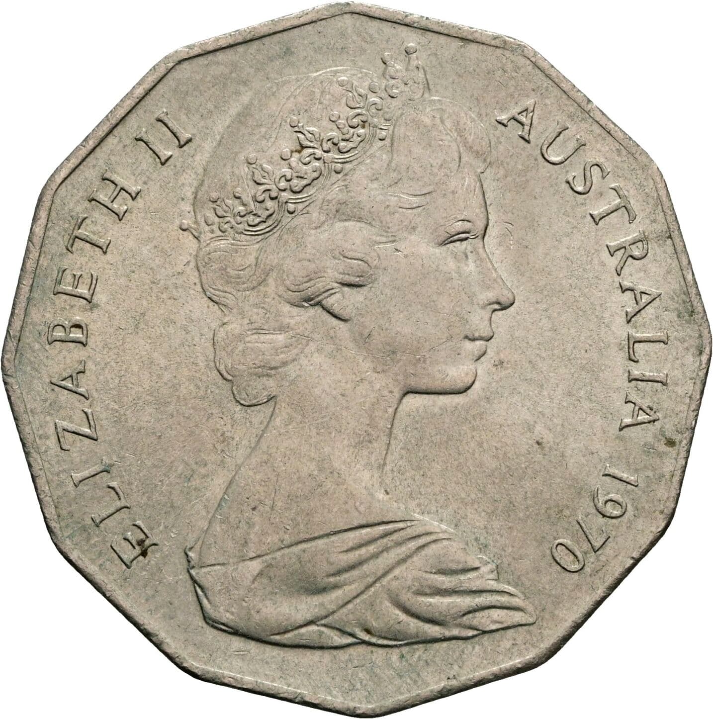 50 Cents Elisabeth II. 1952-2022 1970 – Rückseite