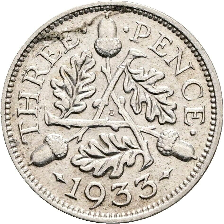 3 Pence Georg V. (1910-1936) 1933 – Rückseite