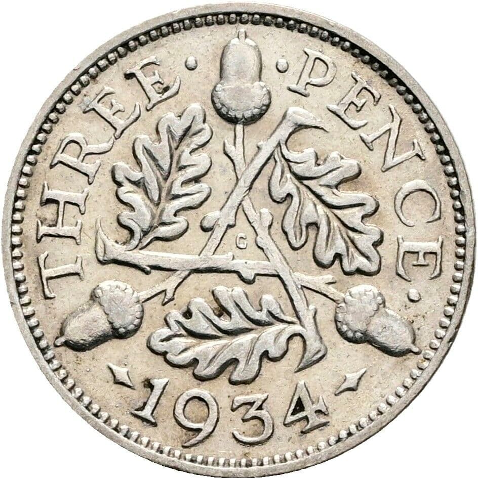 3 Pence Georg V. (1910-1936) 1934 – Rückseite