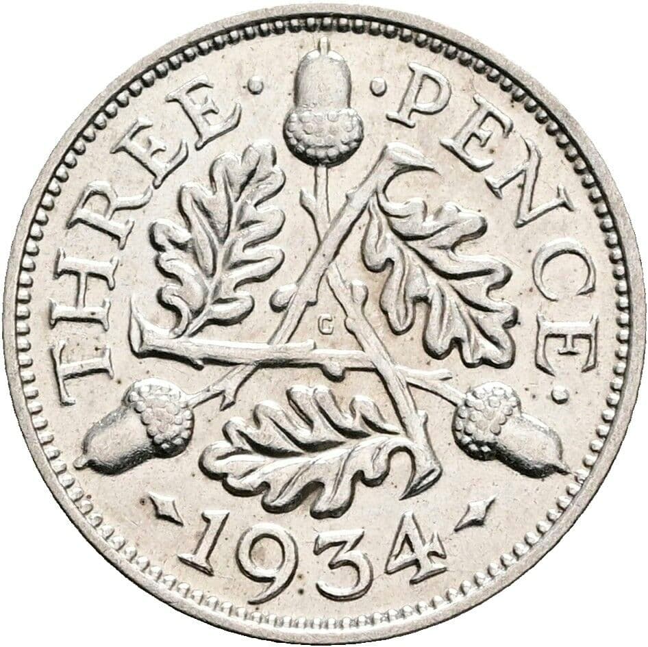 3 Pence Georg V. (1910-1936) 1934 – Rückseite