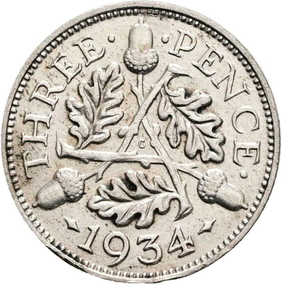 3 Pence Georg V. (1910-1936) 1934 – Rückseite