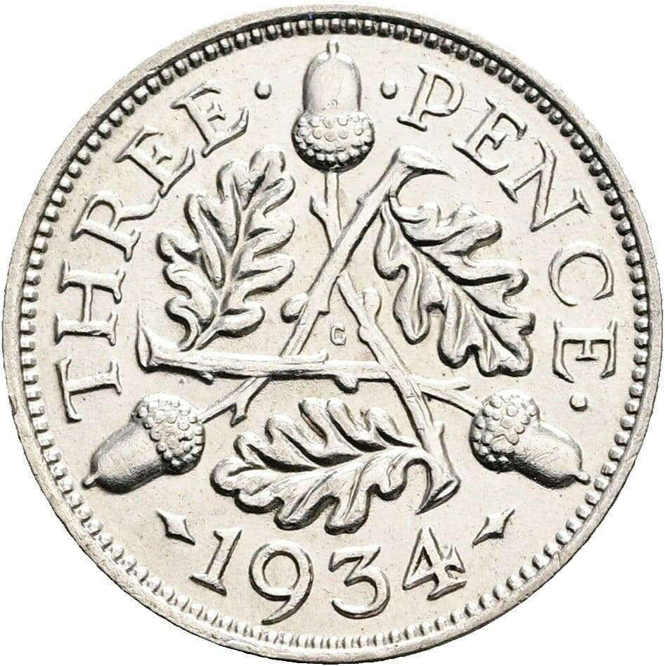 3 Pence Georg V. (1910-1936) 1934 – Rückseite