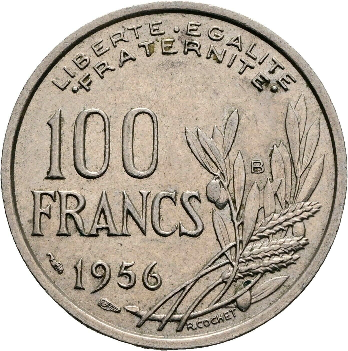 100 Francs 1956 B – Vorderseite