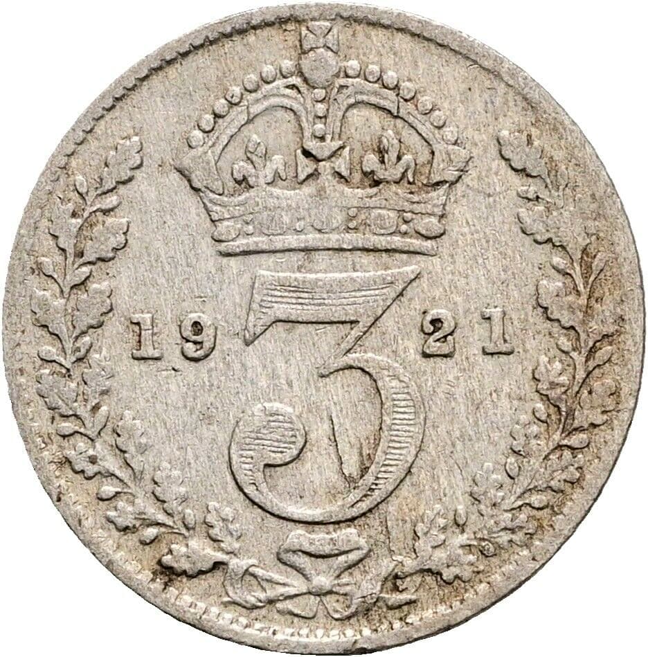 3 Pence Georg V. (1910-1936) 1921 – Rückseite