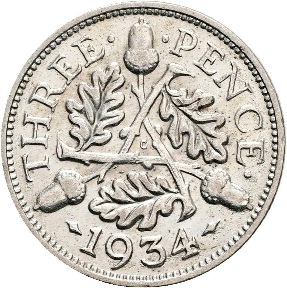 3 Pence Georg V. (1910-1936) 1934 – Rückseite