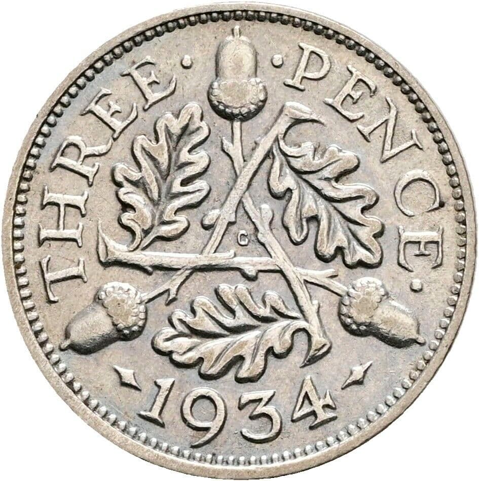 3 Pence Georg V. (1910-1936) 1934 – Rückseite