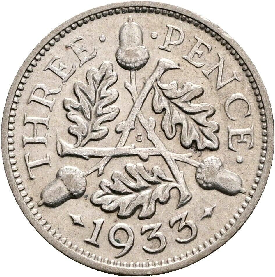 3 Pence Georg V. (1910-1936) 1933 – Rückseite