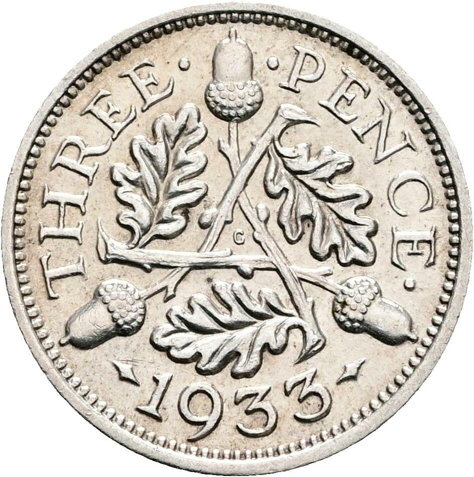 3 Pence Georg V. (1910-1936) 1935 – Rückseite