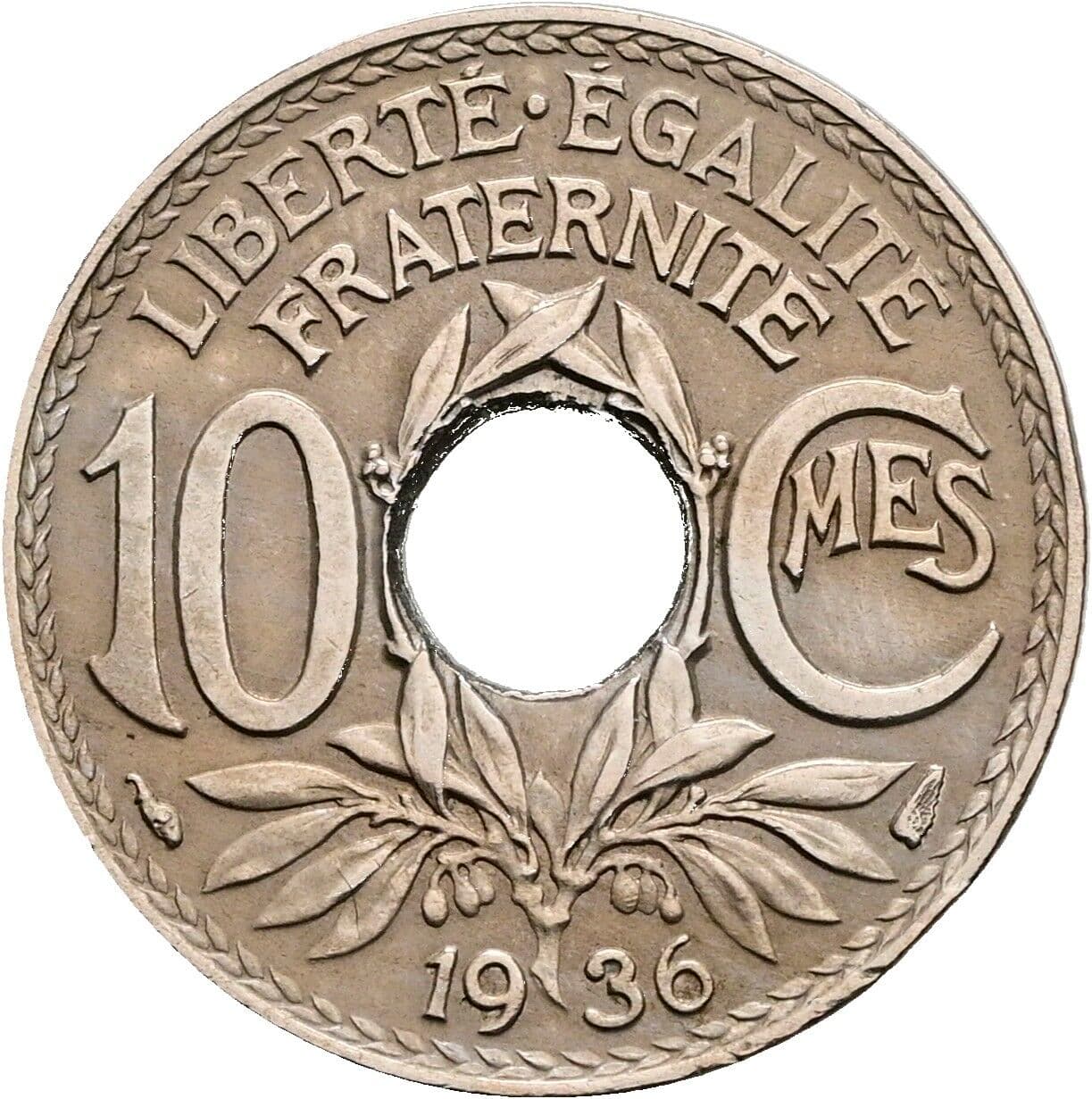 10 Centimes 1936 – Vorderseite