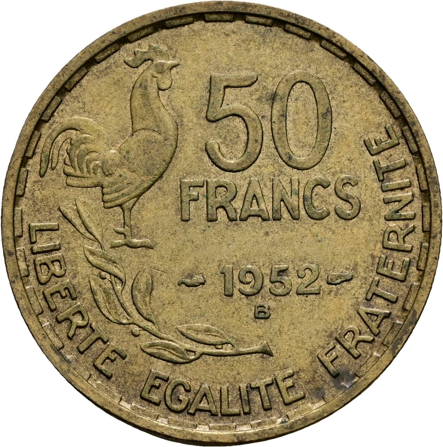 50 Francs 1952 B – Rückseite