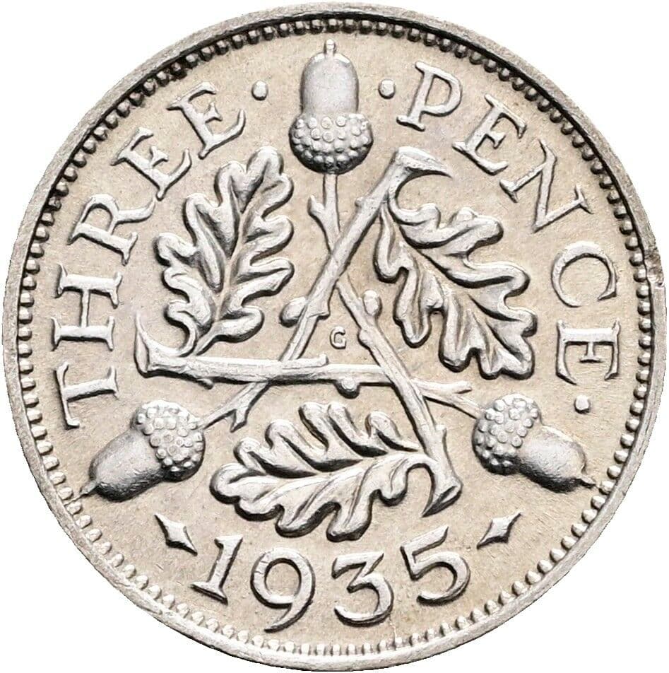 3 Pence Georg V. (1910-1936) 1935 – Rückseite