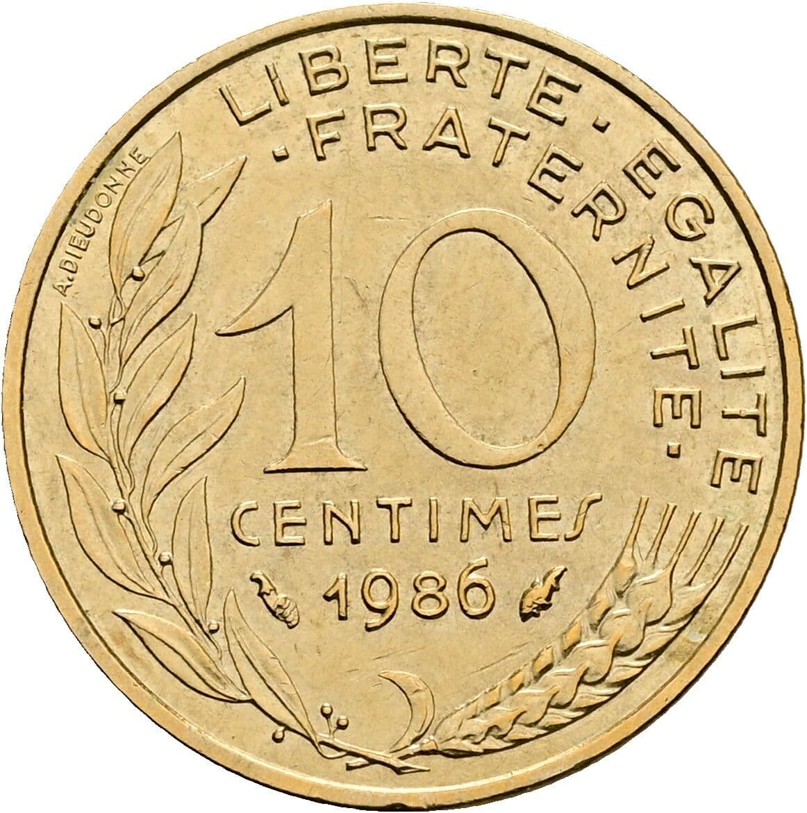 10 Centimes 1986 – Vorderseite