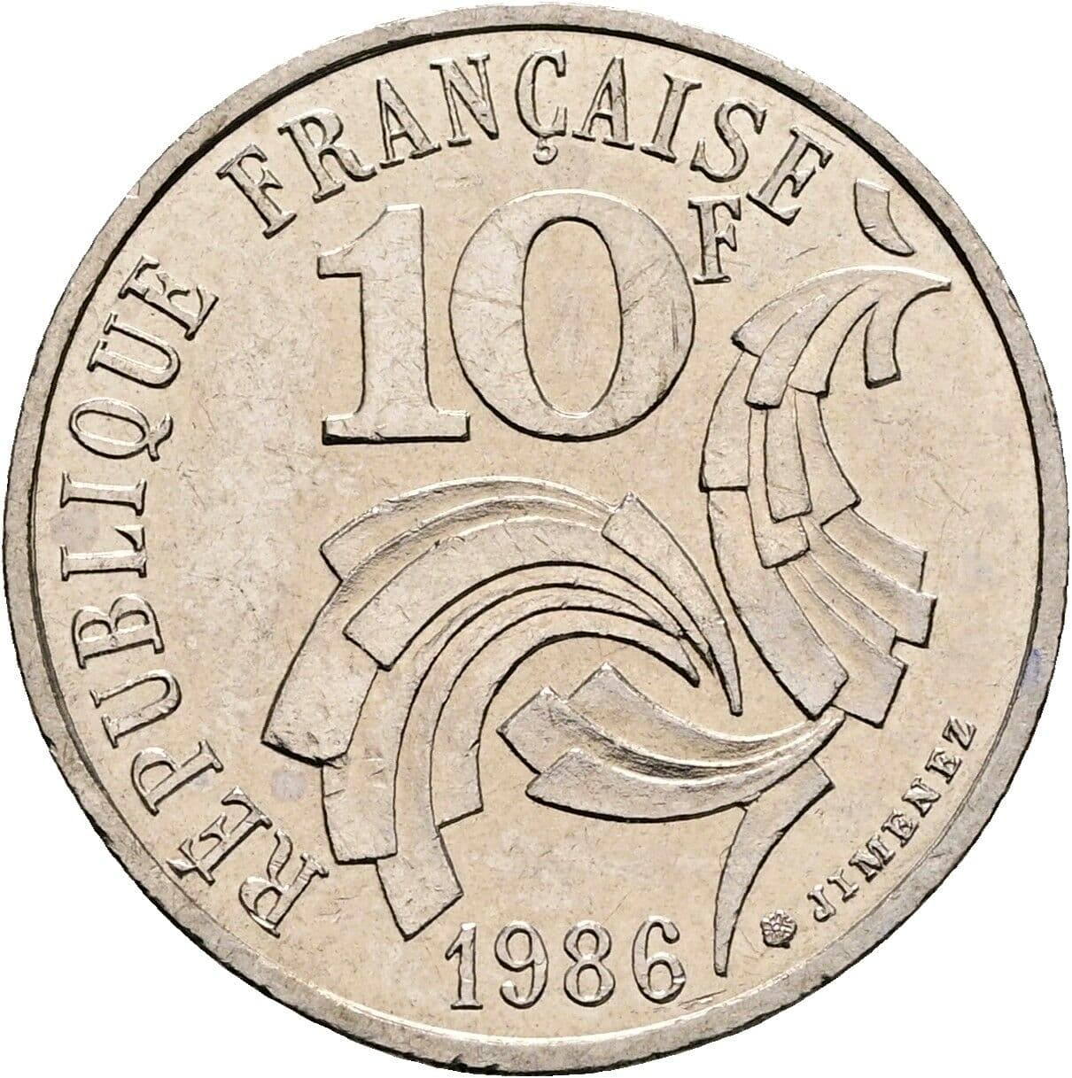 10 Francs 1986 – Rückseite