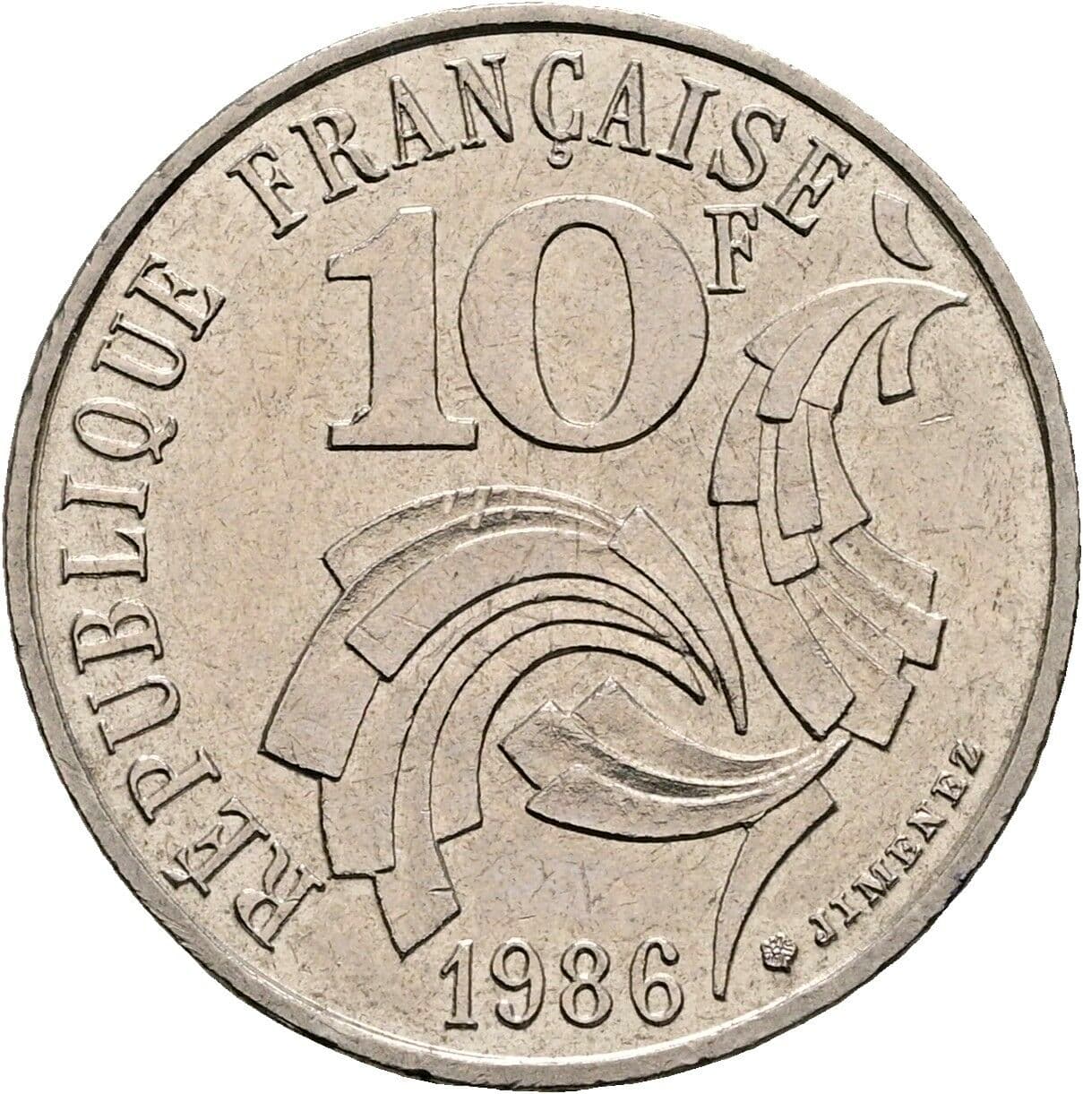 10 Francs 1986 – Rückseite
