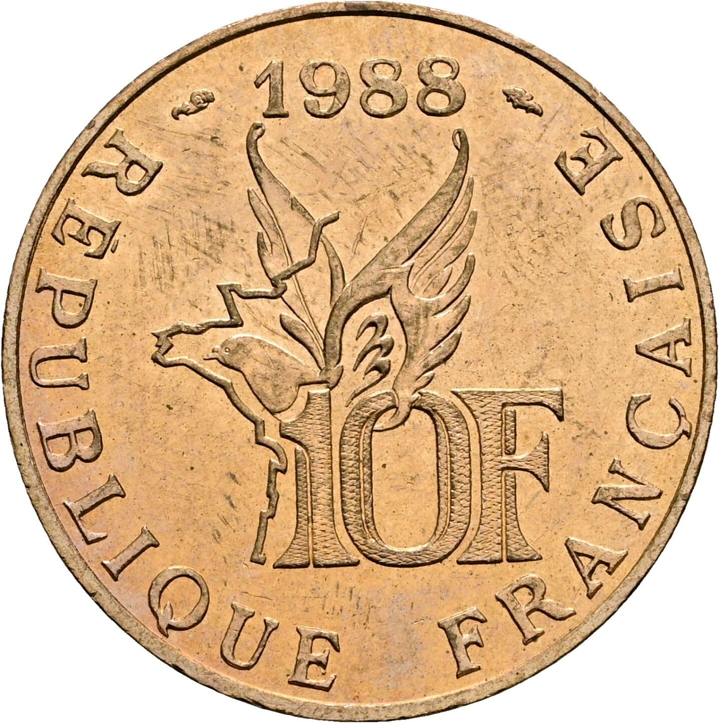 10 Francs 1988 – Rückseite
