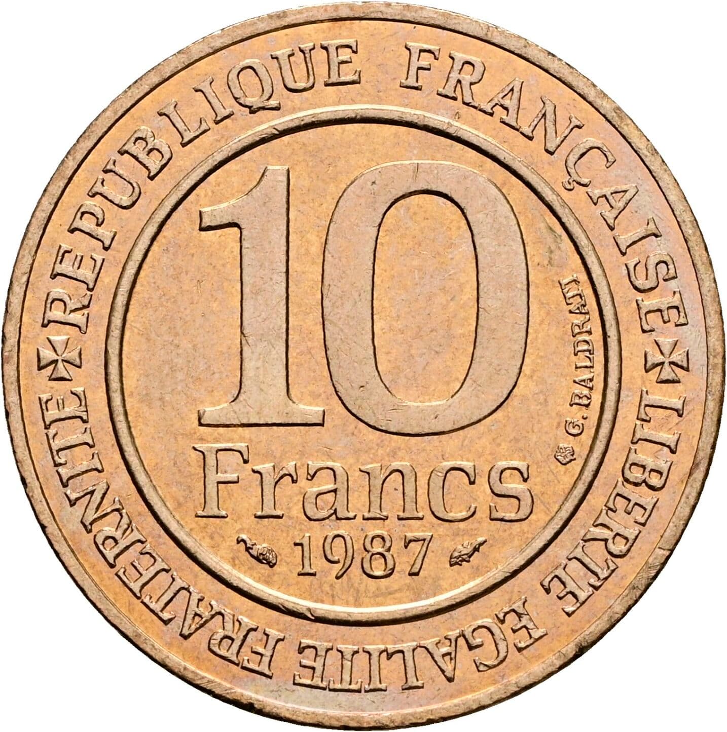 10 Francs 1987 – Rückseite