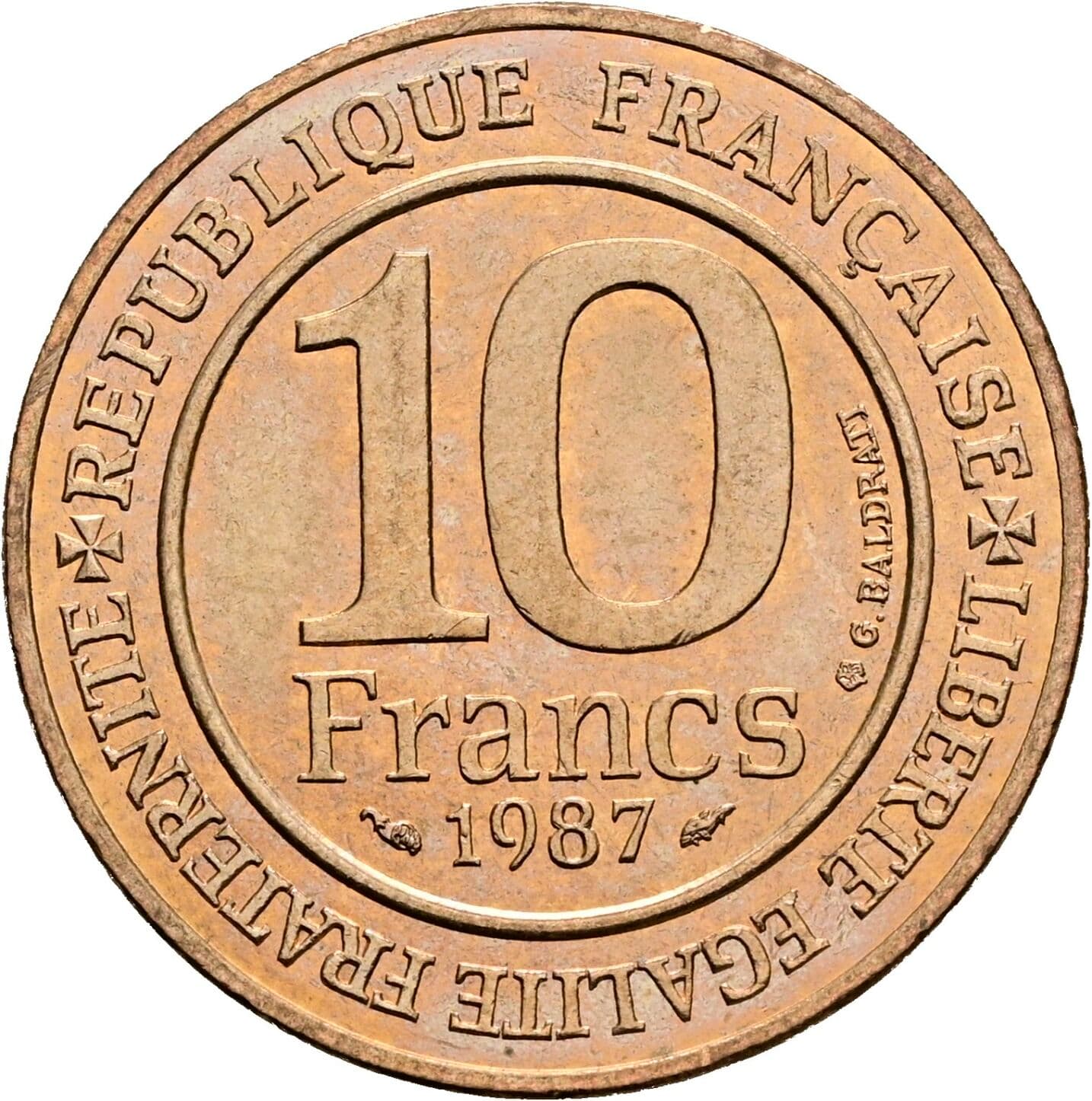 10 Francs 1987 – Rückseite