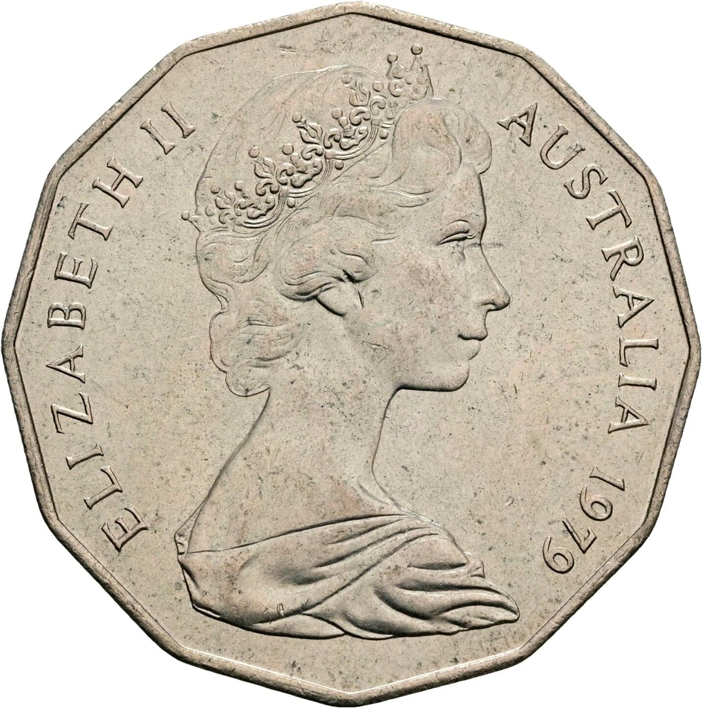 50 Cents Elisabeth II. 1952-2022 1979 – Vorderseite