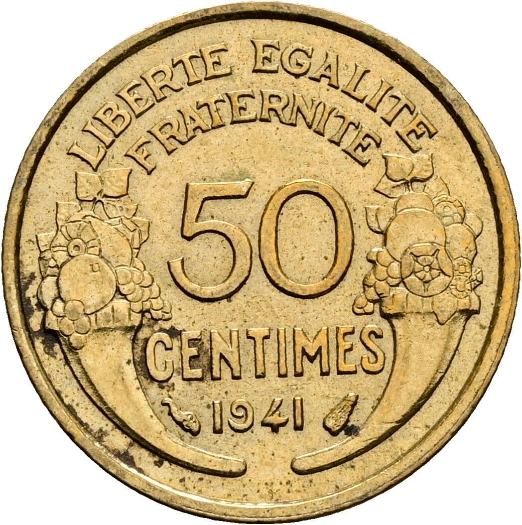 50 Centimes 1941 – Vorderseite