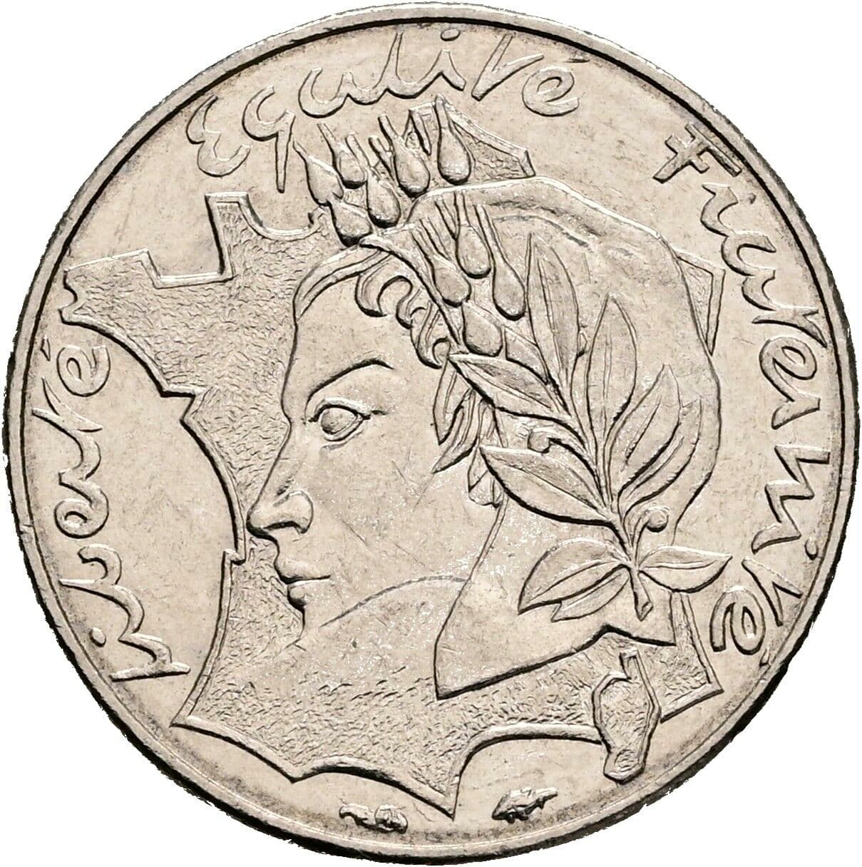 10 Francs 1986 – Rückseite