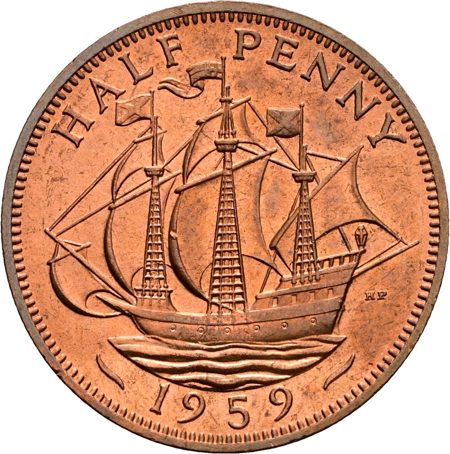 Half Penny Elisabeth II. 1952-2022 1959 – Rückseite