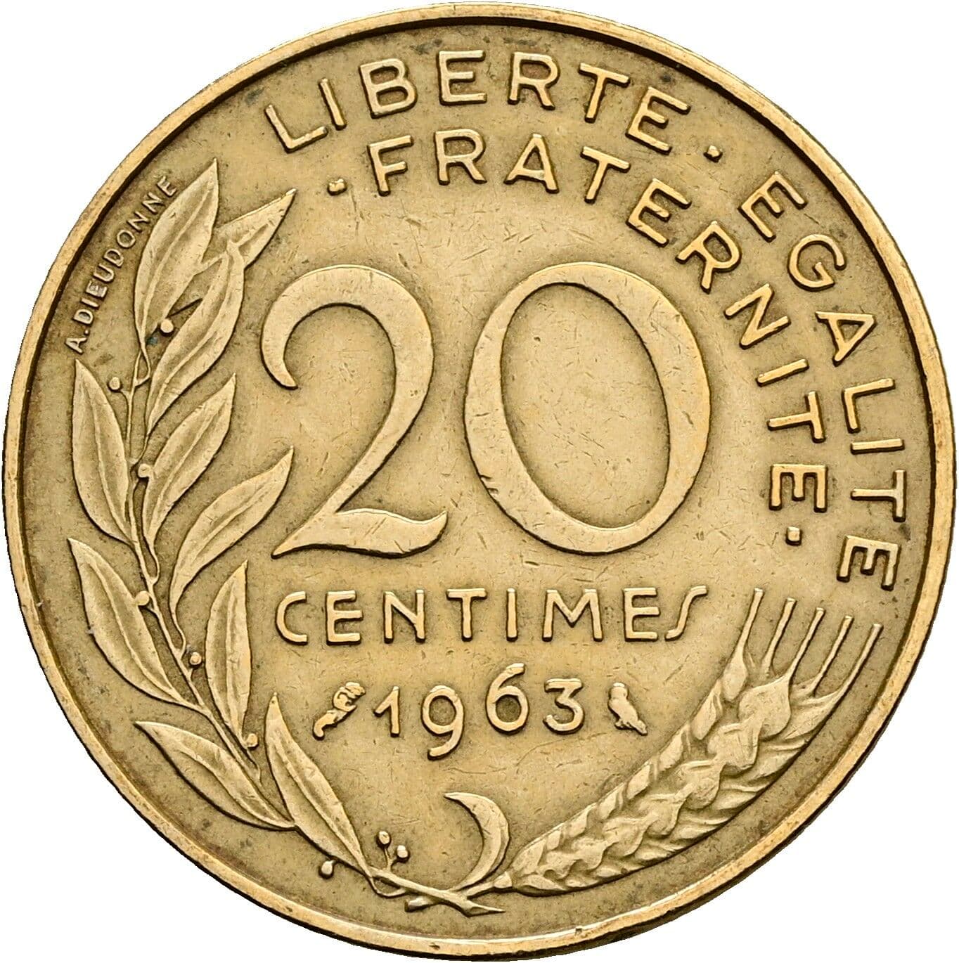 20 Centimes 1963 – Vorderseite
