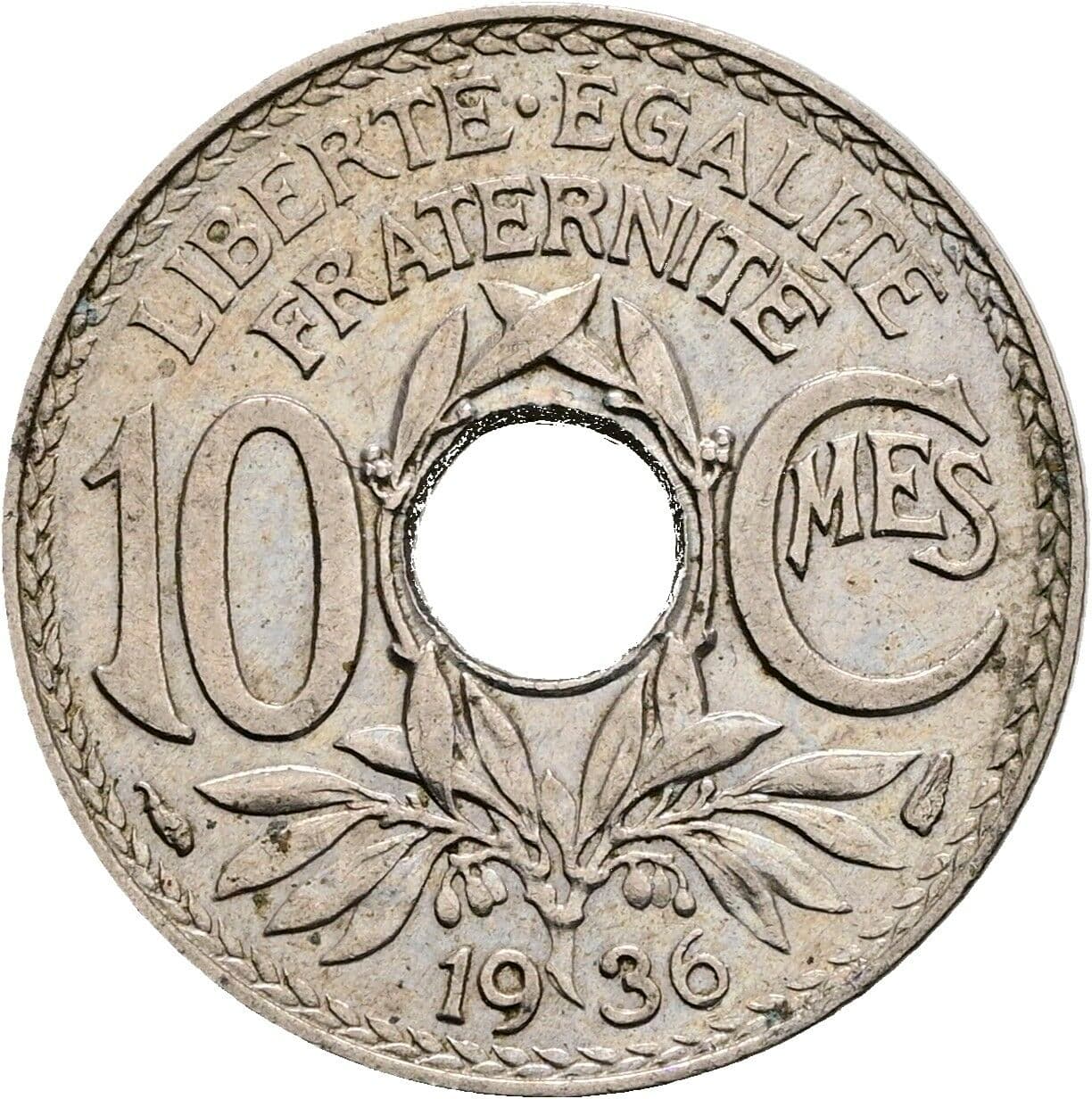 10 Centimes 1936 – Vorderseite