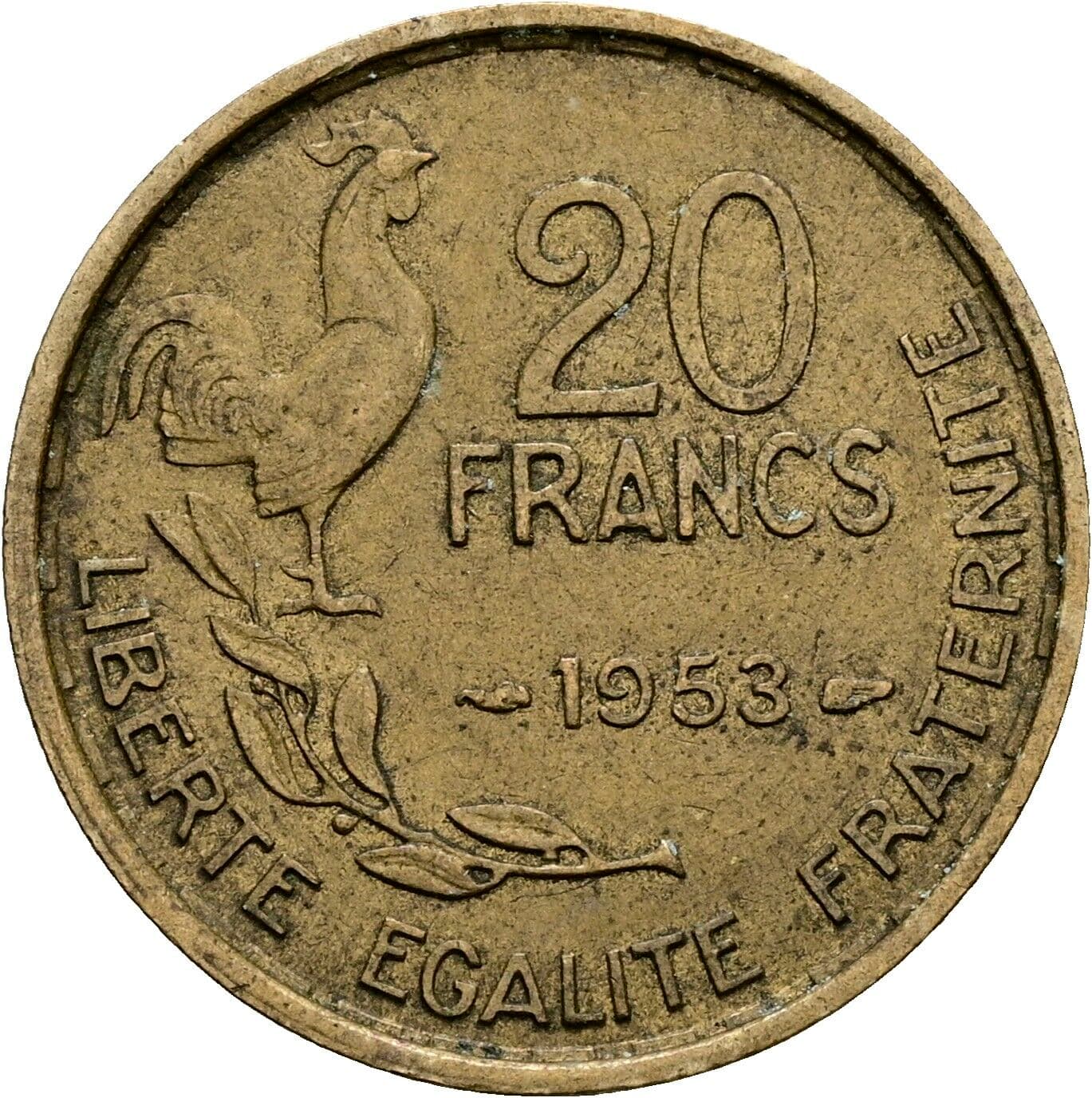 20 Francs 1953 – Rückseite