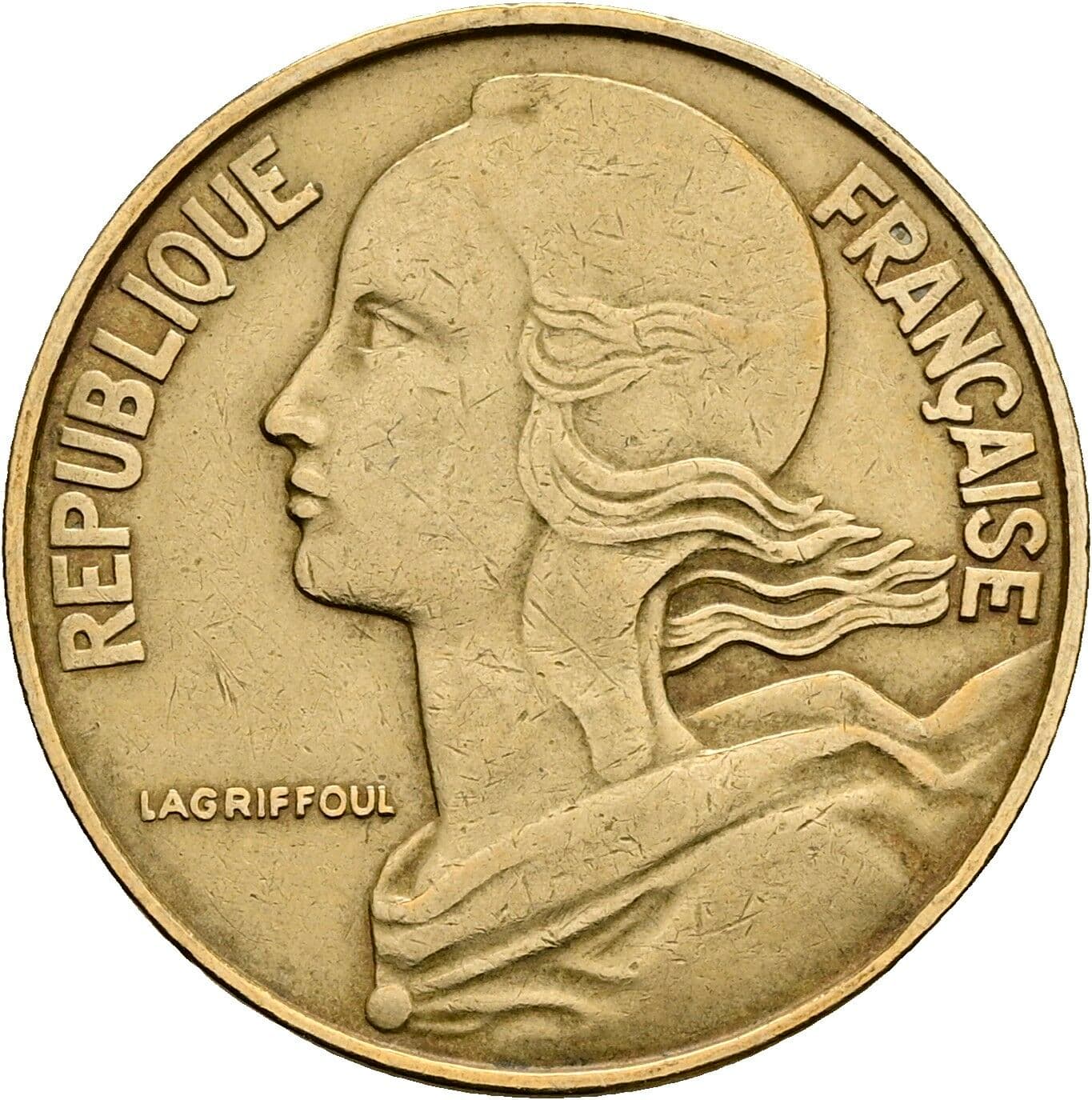 20 Centimes 1963 – Rückseite