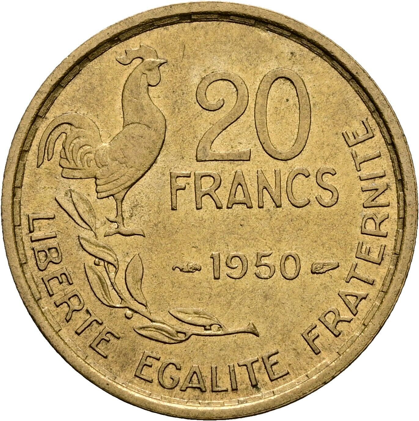 20 Francs 1950 – Rückseite