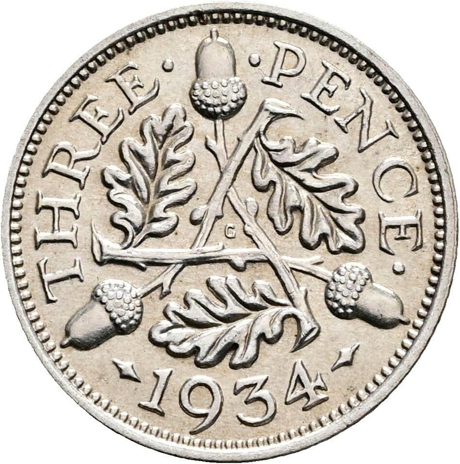 3 Pence Georg V. (1910-1936) 1934 – Rückseite
